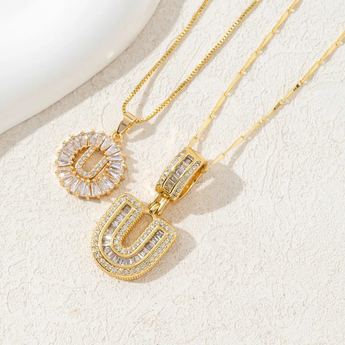 MINDEKA 2 Pack Initial Necklaces Letter Pendant Necklaces 14K Gold Plated Alphabet Necklaces with Adjustable 17''-19'' Chain for Women Mother’S Day Gift