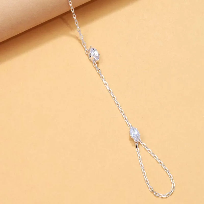 Bohemia Shiny Rhombus Crystal Bracelet for Women Simple Thin Chain Finger Bracelet Jewelry Accessories Gift 2025 New