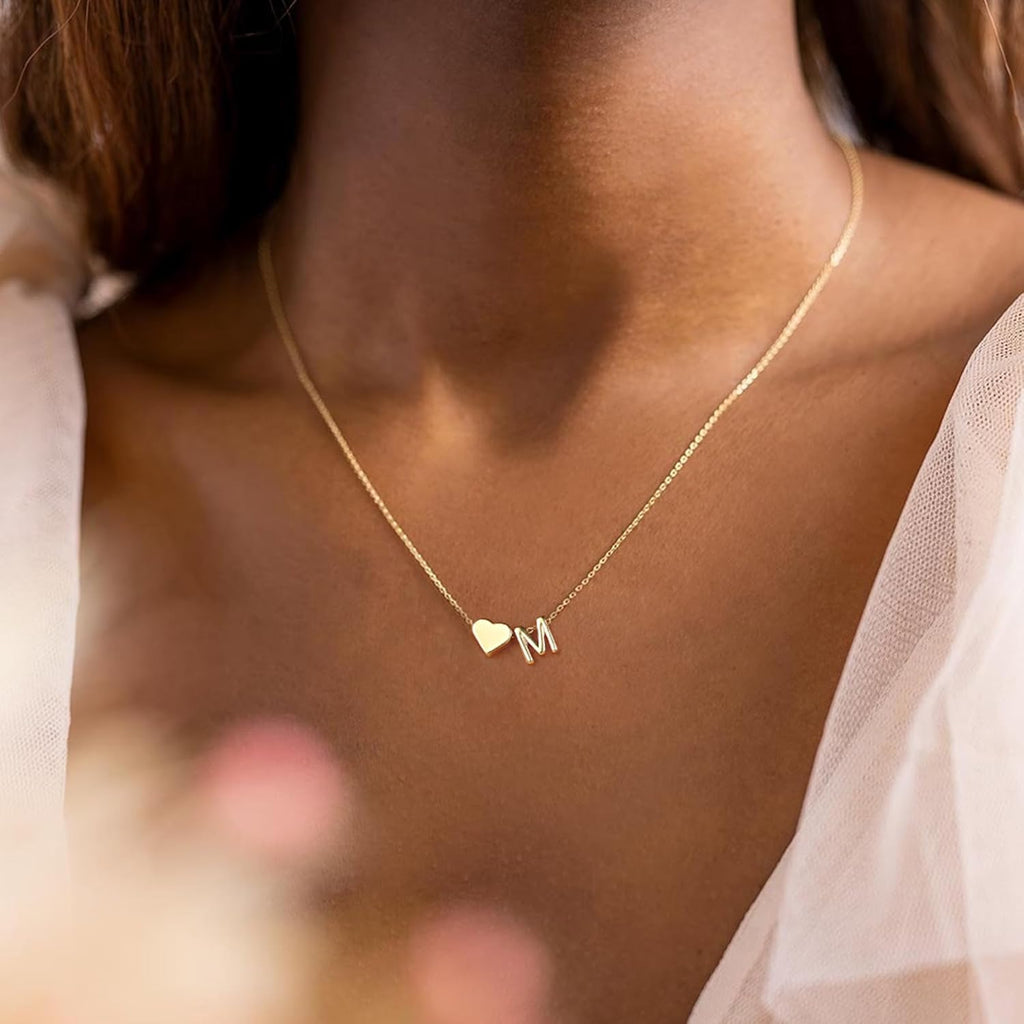 Regali Di Natale per Donne E Ragazze – Collana a Cuore Oro Con Lettere Da Donna, 14 Carati Placcato Oro Con Lettere A-Z Ciondolo a Forma Di Cuore Gioielli Regali Personalizzati per Donne
