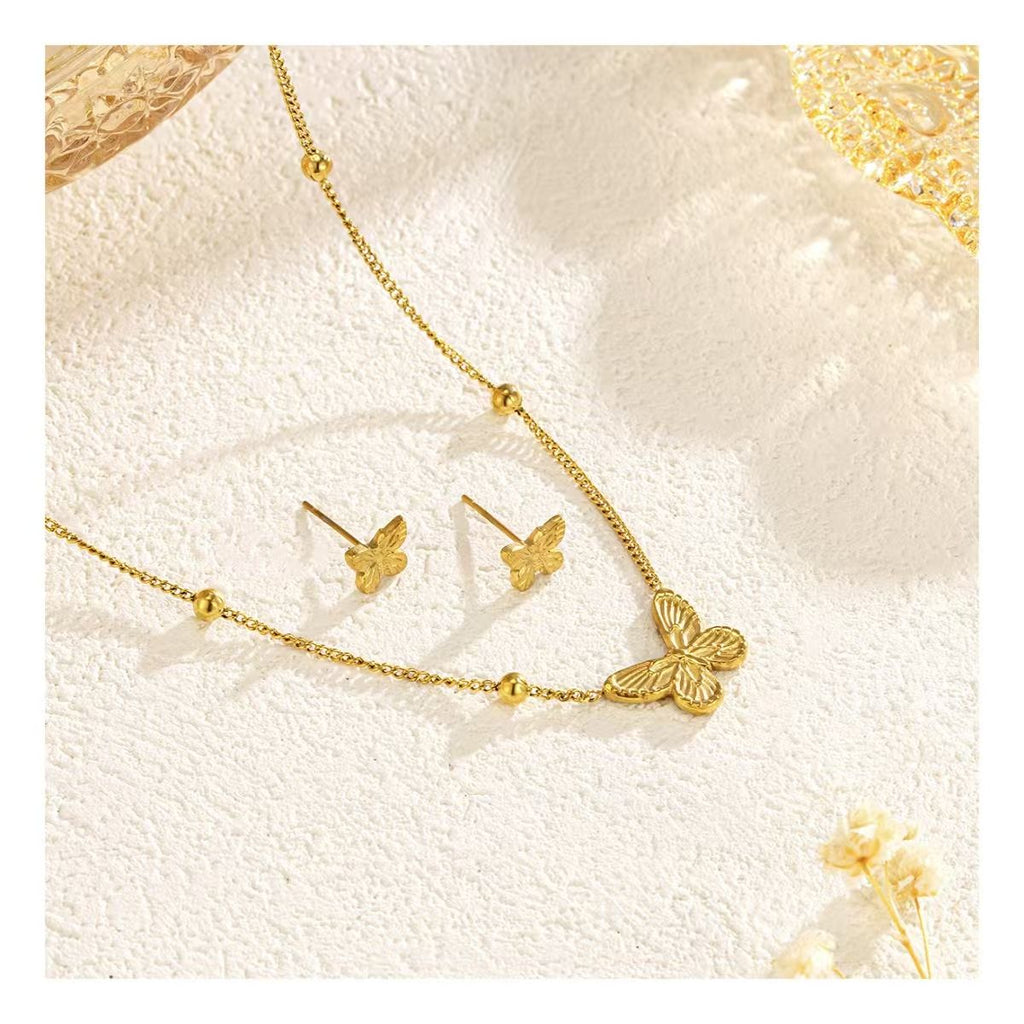 Collana Farfalla in acciaio color oro