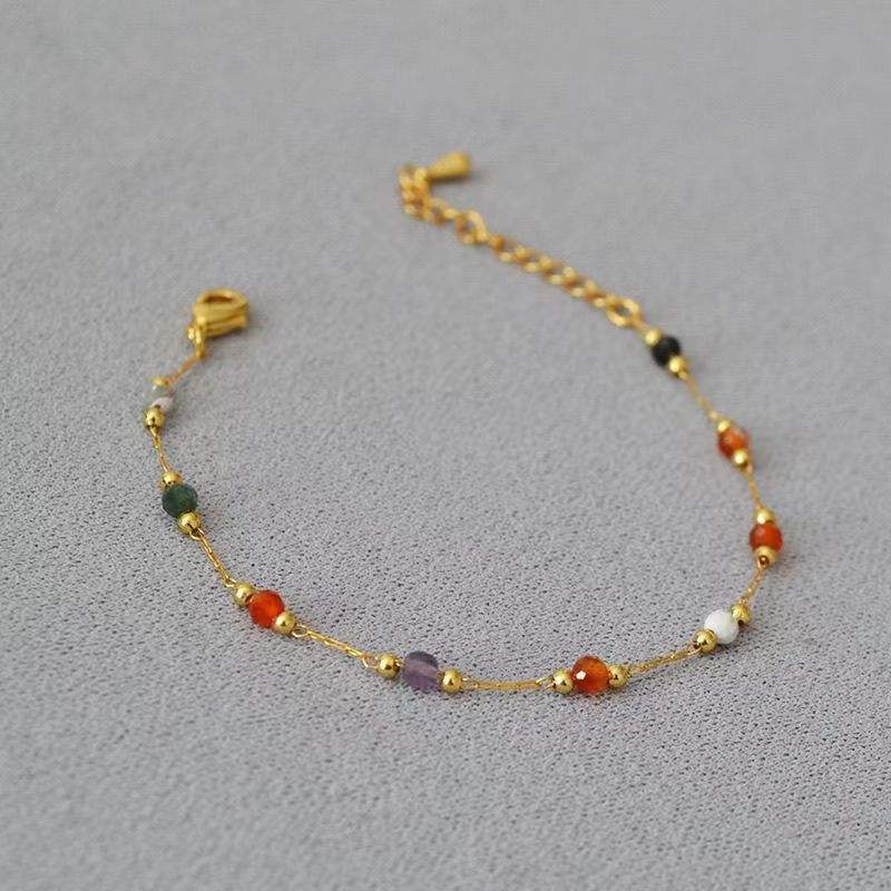 Collana di Perline Colorate con Cristalli e Strass – Placcata Oro