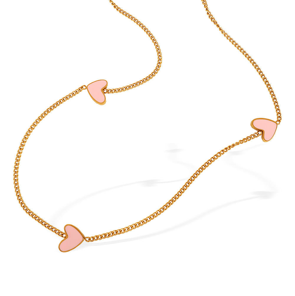 Collana a Catena con Cuore in Acciaio Inossidabile – Placcata Oro