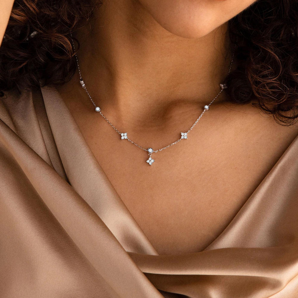 Collana Doppio Filo con Pendente in Zirconia – Placcatura Oro 18K