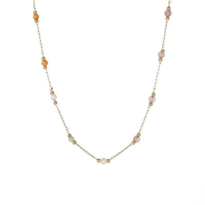 Collana di Perline Colorate con Cristalli e Strass – Placcata Oro