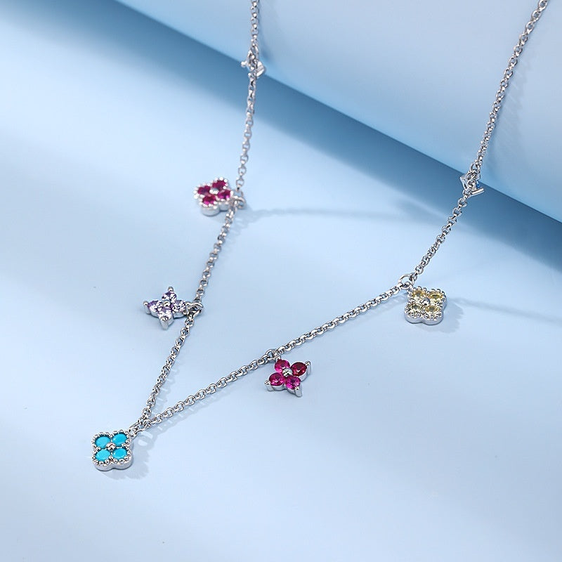 Collana Quadrifoglio Zirconi – Argento S925 Placcato