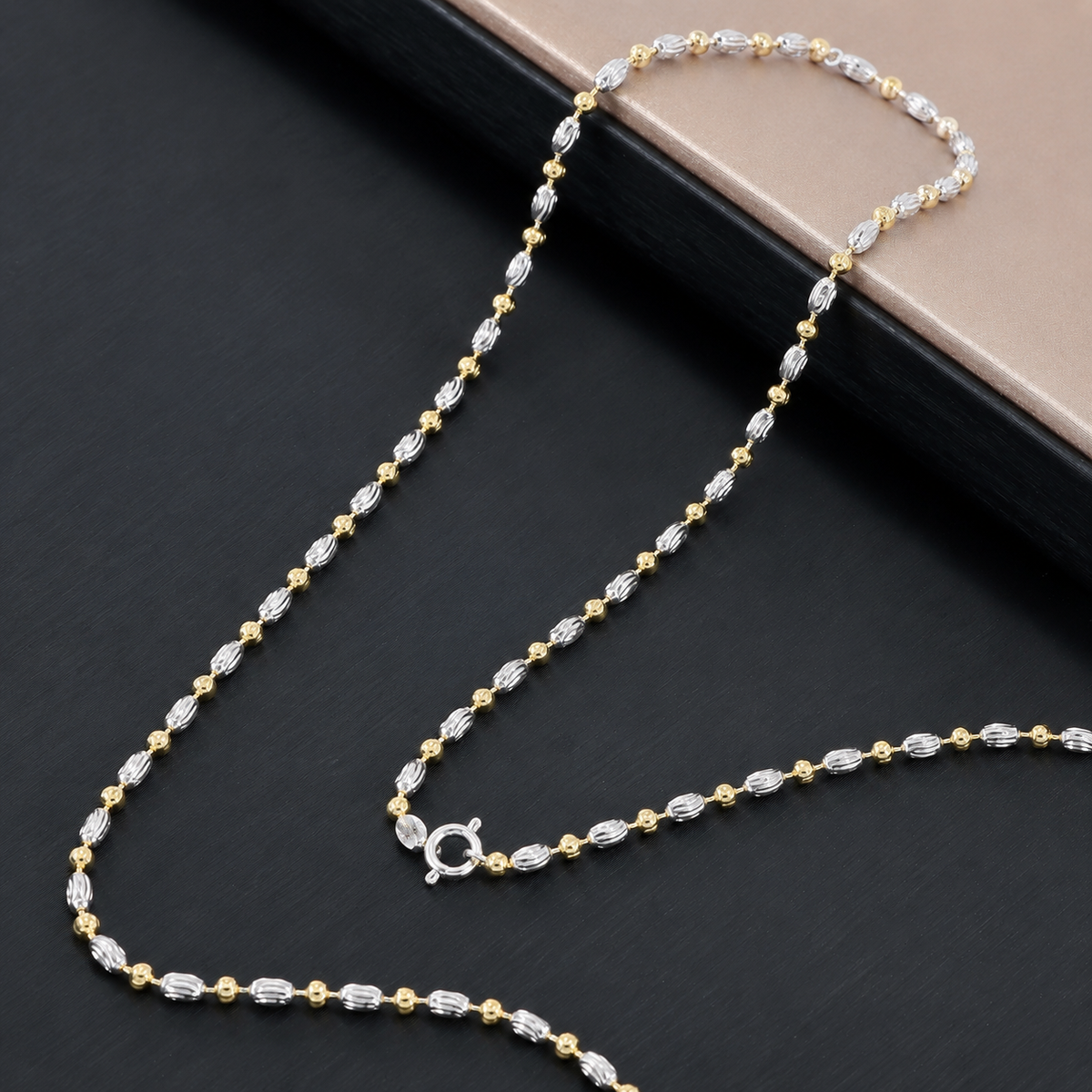 Collana Satellite Bicolore con Perle – Argento 925 | 50cm