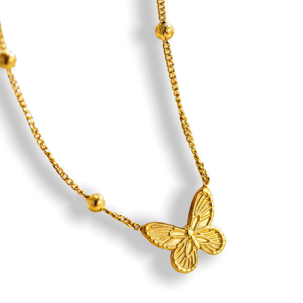 Collana Farfalla in acciaio color oro