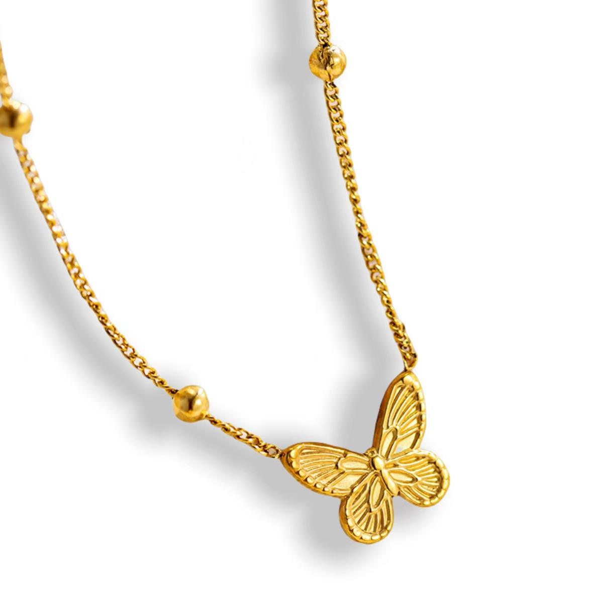 Collana Farfalla in acciaio color oro