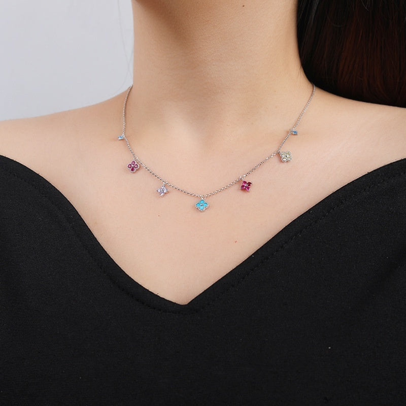 Collana Quadrifoglio Zirconi – Argento S925 Placcato