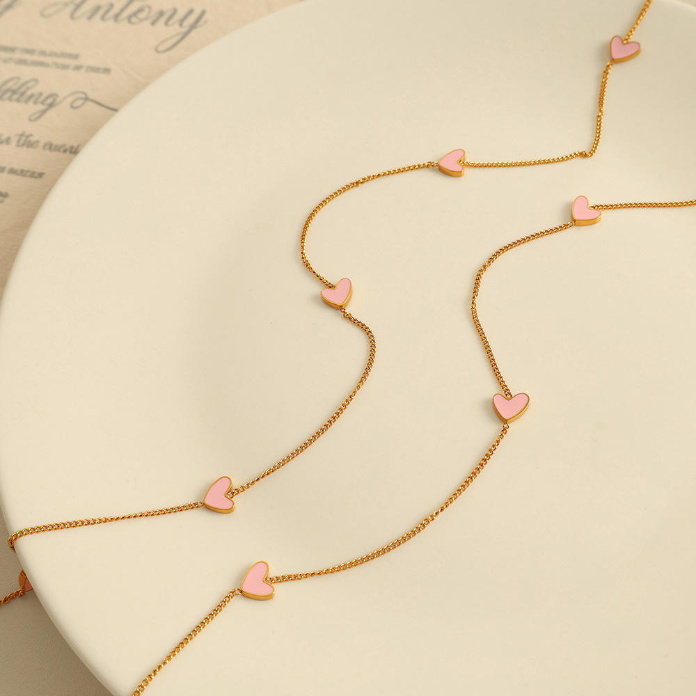 Collana a Catena con Cuore in Acciaio Inossidabile – Placcata Oro