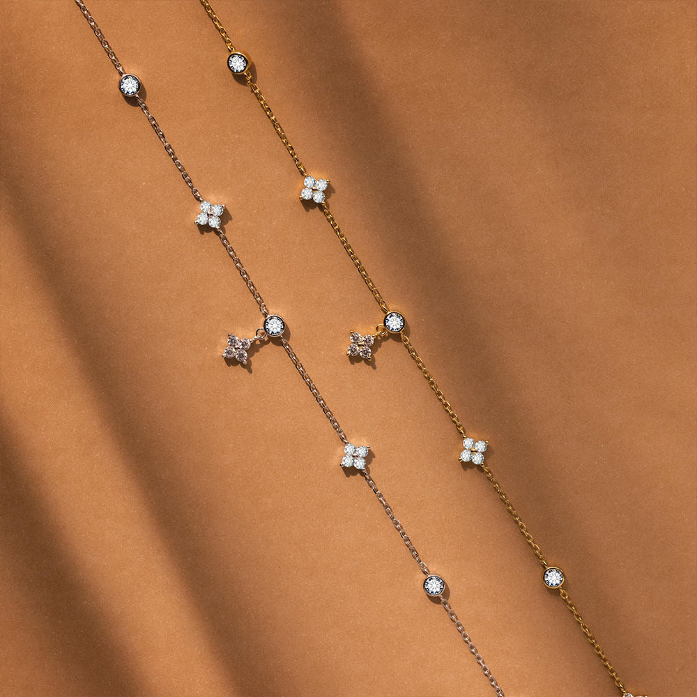 Collana Doppio Filo con Pendente in Zirconia – Placcatura Oro 18K