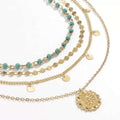 Collana Multistrato Turchese con Perline – Placcata Oro