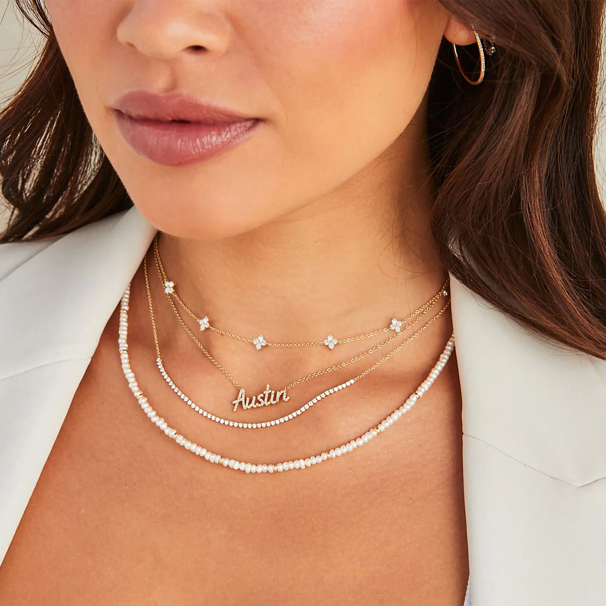 Dainty Flower Necklace, 14K Gold-Plated Flower Collarbone Chain, Ladies' Cute Simulated Diamond Necklace, Fashion Jewelry Gift, Jewelry Necklace for Teen Girls Gift, Mother’S Day Gift