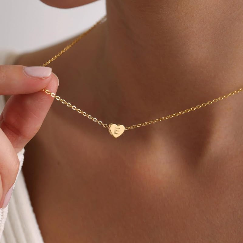 Collana Con Iniziale Donna Oro - 14K Placcato Oro Iniziale A-Z Collana Cuore Con Lettera, Personalizzato Gioielli Donna Regalo per Lei Ragazza Fidanzata Mamma Amica Compleanno