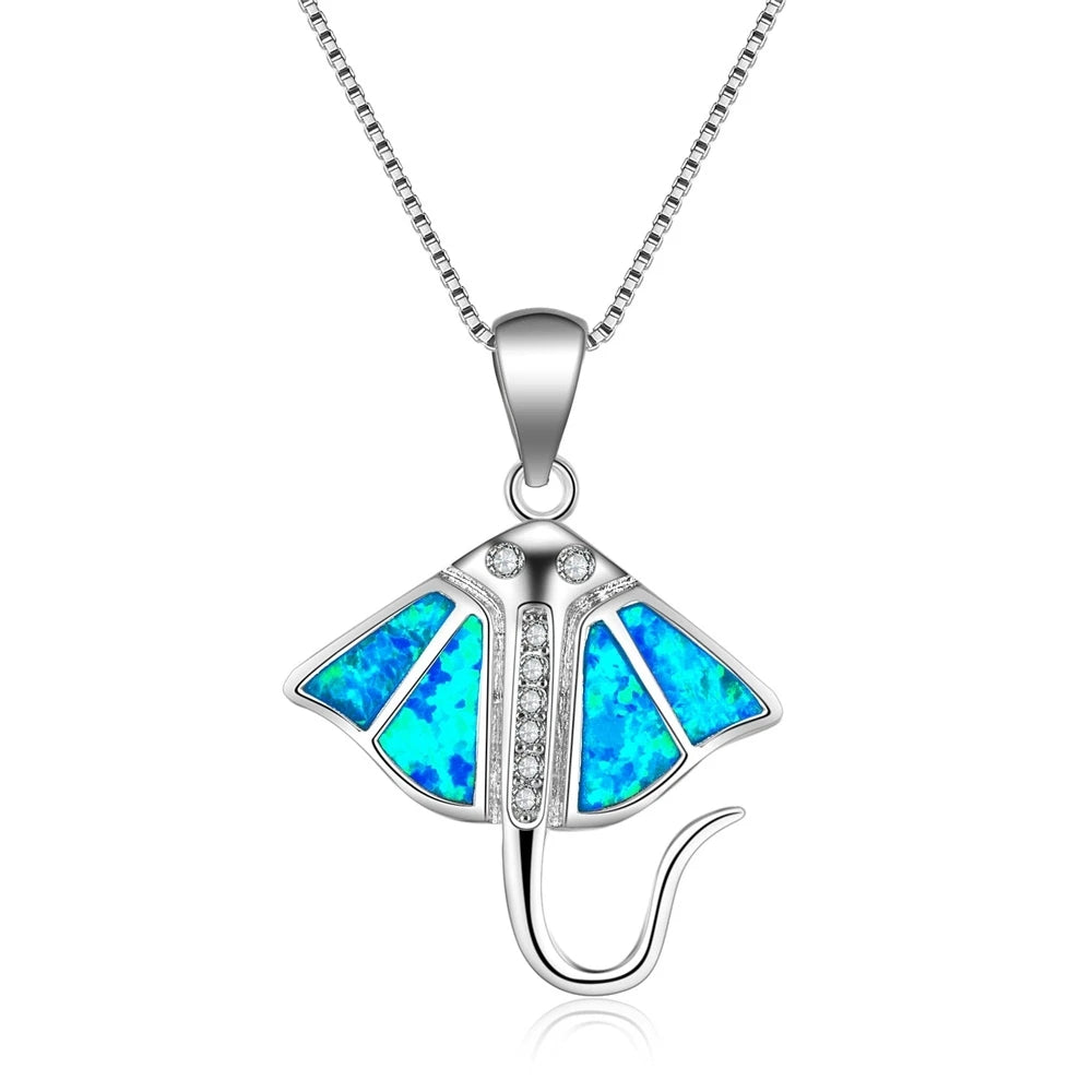 Fashion Big Water Drop White Opal Pendant Necklace for Women Luxury Rose Gold Color Crystal Flower Necklace Jewelry Dropshipping