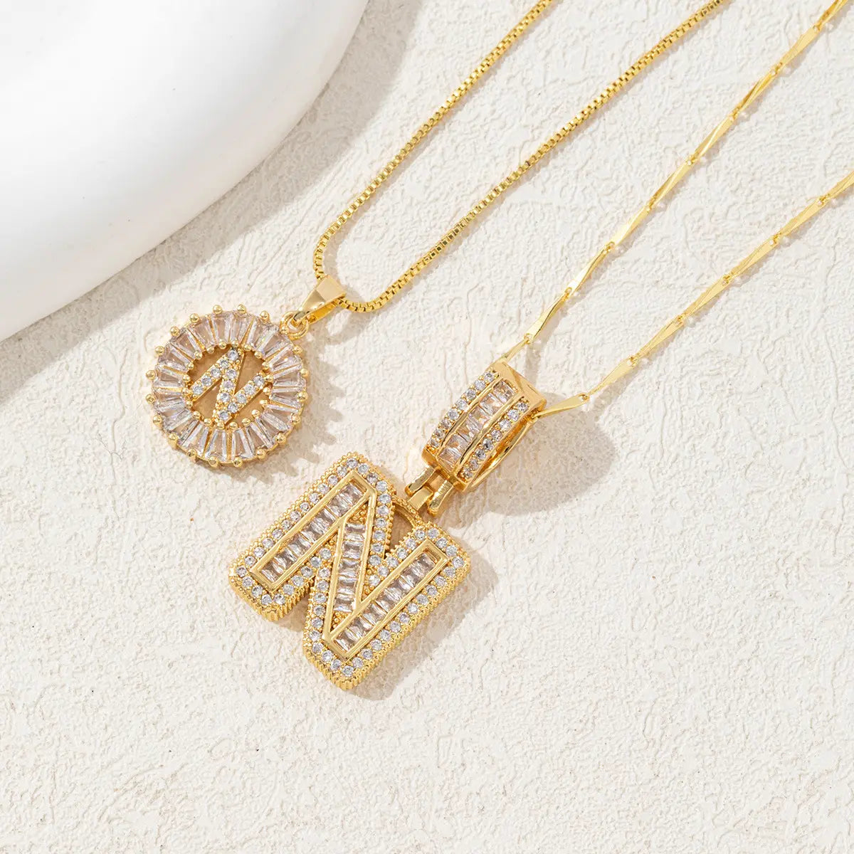 MINDEKA 2 Pack Initial Necklaces Letter Pendant Necklaces 14K Gold Plated Alphabet Necklaces with Adjustable 17''-19'' Chain for Women Mother’S Day Gift