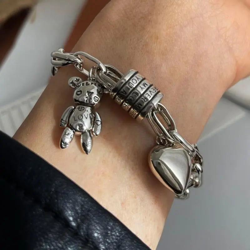 Retro Heart Bangle - Handmade Vintage Chic Playful Elegant Stylish Accessory for Women, Daily Wear Fashion Jewelry, Perfect Birthday Gift