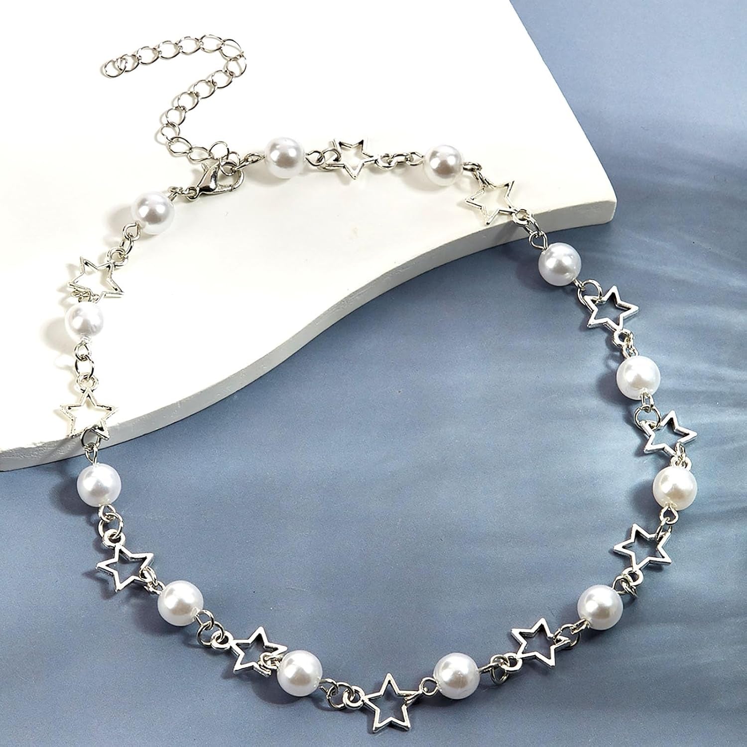 Collana Girocollo Con Perle E Stelle, Stile Bohémien, Con Perle Finte, Gioiello Da Donna