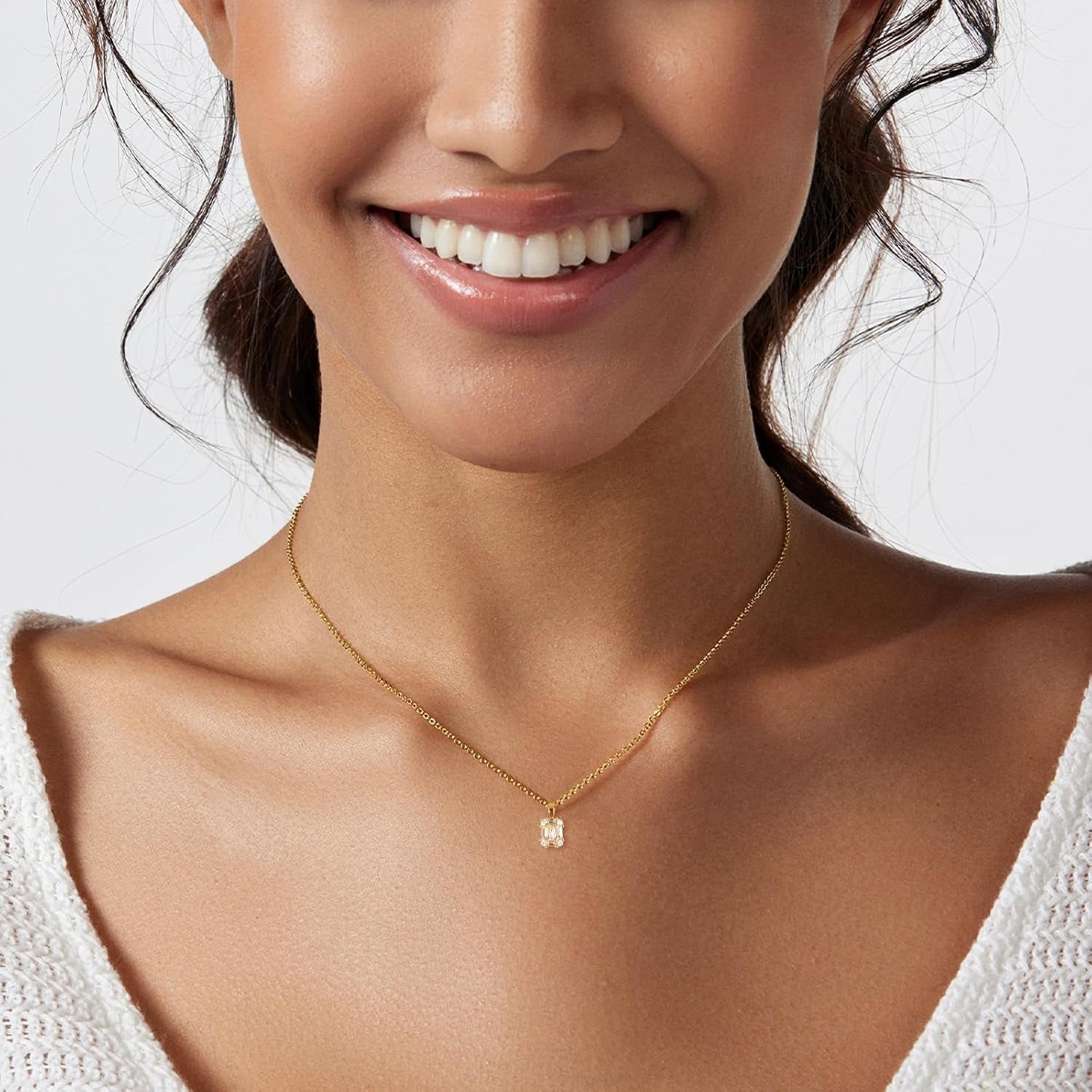 Collana Donna Oro 18K Con Ciondolo Diamante, Collana Placcata Oro Elegante, Gioielli Semplici E Raffinati, Regali per Ragazze E Signore, Gioielli Da Collo in Oro per Occasioni Speciali (45Cm)