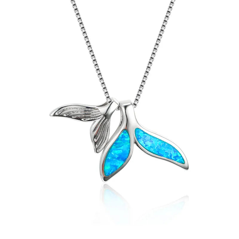 Fashion Big Water Drop White Opal Pendant Necklace for Women Luxury Rose Gold Color Crystal Flower Necklace Jewelry Dropshipping
