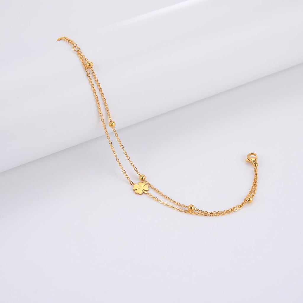 Bracciale Da Donna Con Quadrifoglio, in Acciaio Inox, Con Quadrifoglio, Portafortuna, Alla Moda, Idea Regalo per Le Donne