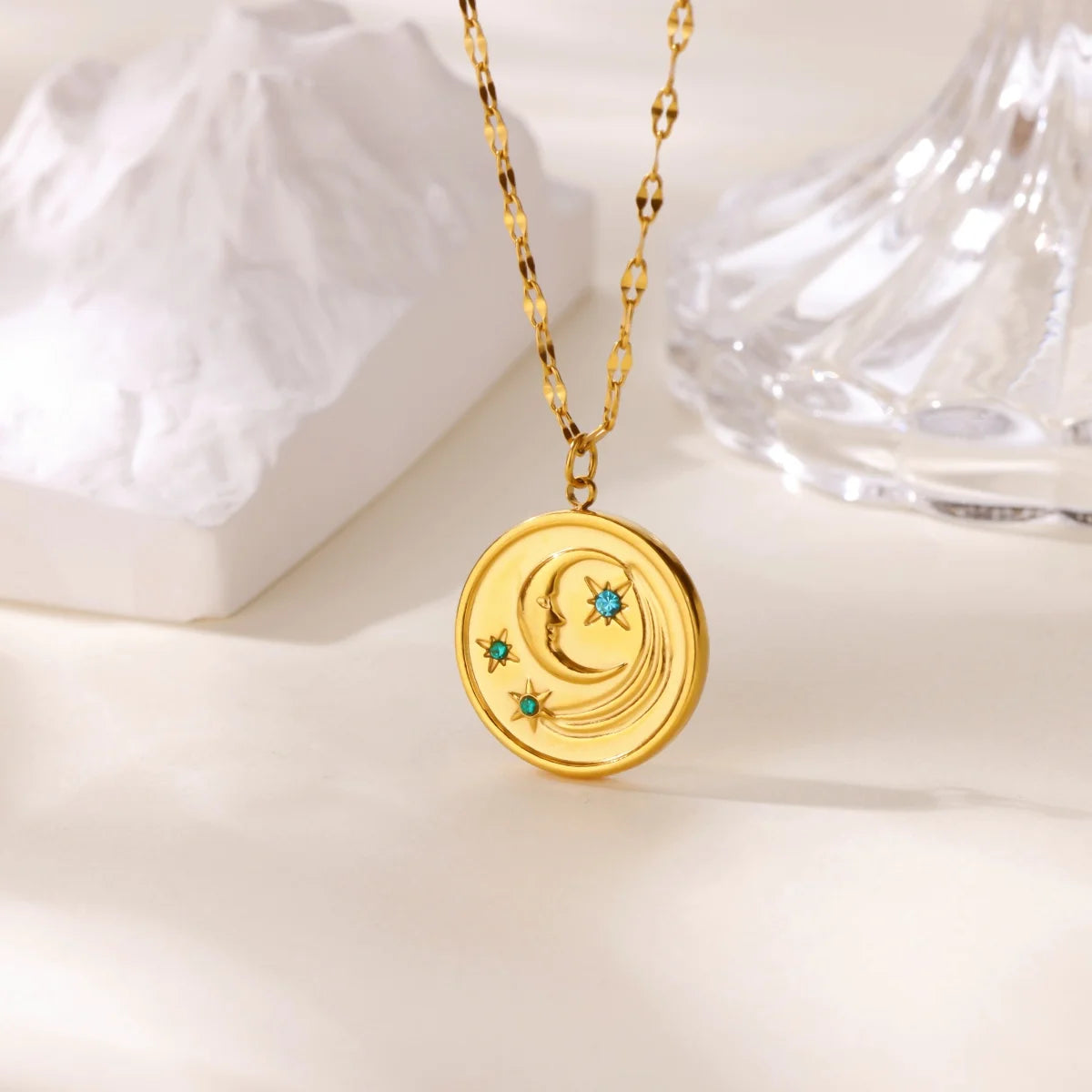 Stainless Steel Cross Star Moon Pendant Multilayer Chain Choker Necklace for Women Trendy Wedding Party Jewerly Accessories