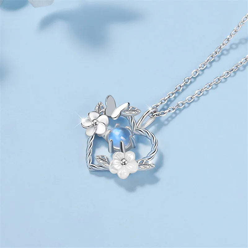 925 Sterling Silver Shell Flower Heart Charm Necklaces & Pendants Choker Necklace for Women Statement Wedding Party Jewelry