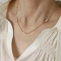 Stainless Steel Plated 18K Gold Handmade Natural Freshwater Pearls Necklace Clavicle Chain for Women Simple Gift Jewelry