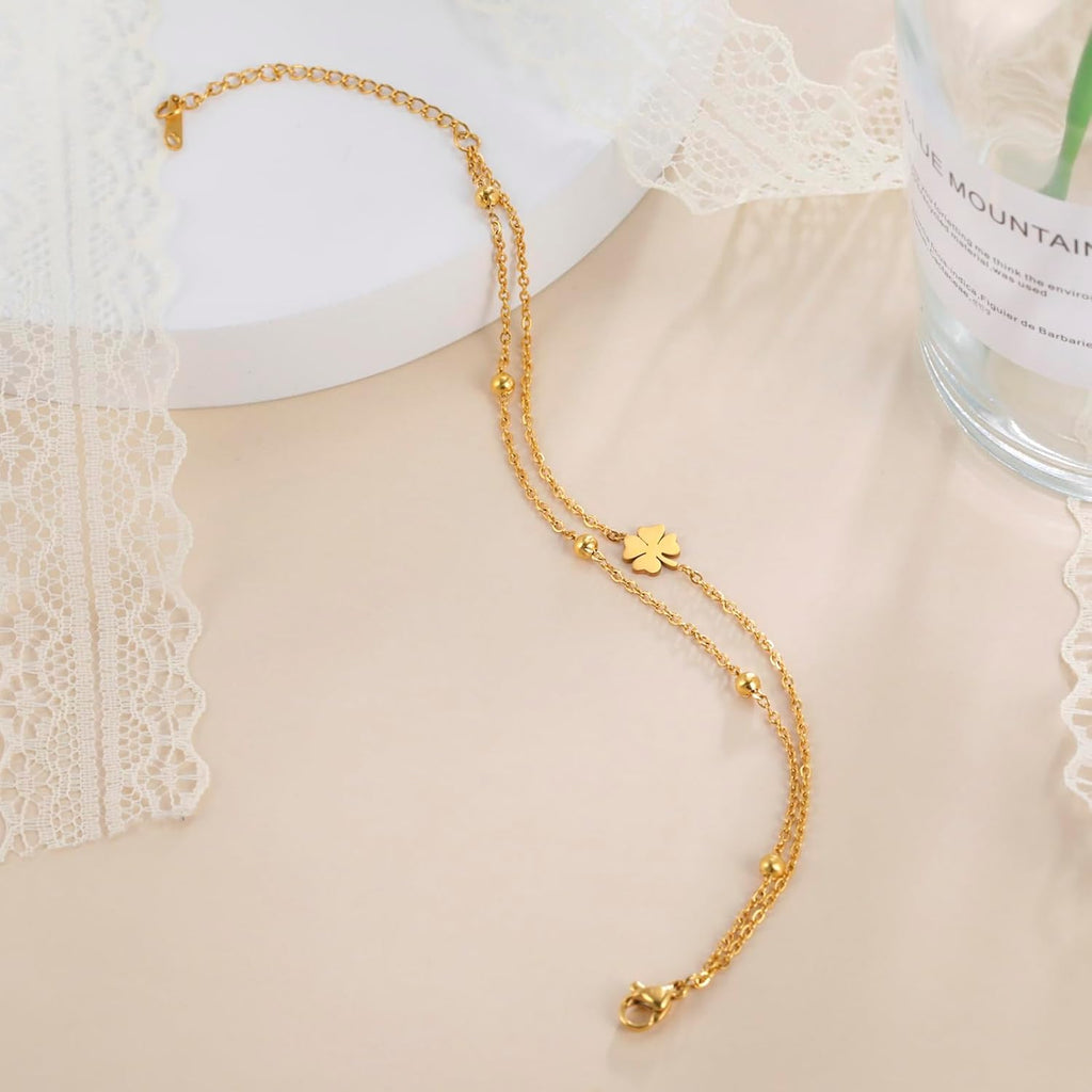 Bracciale Da Donna Con Quadrifoglio, in Acciaio Inox, Con Quadrifoglio, Portafortuna, Alla Moda, Idea Regalo per Le Donne
