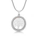 Fashion round Hollow Tree of Life Pendant Necklace for Women Luxury Gold Color White Crystal Necklace Women Wedding Jewelry