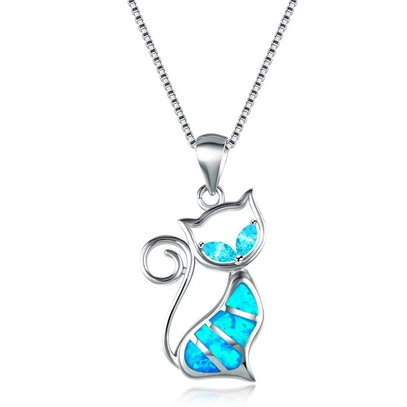 Fashion Big Water Drop White Opal Pendant Necklace for Women Luxury Rose Gold Color Crystal Flower Necklace Jewelry Dropshipping