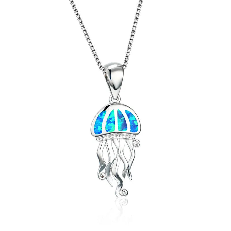 Fashion Big Water Drop White Opal Pendant Necklace for Women Luxury Rose Gold Color Crystal Flower Necklace Jewelry Dropshipping