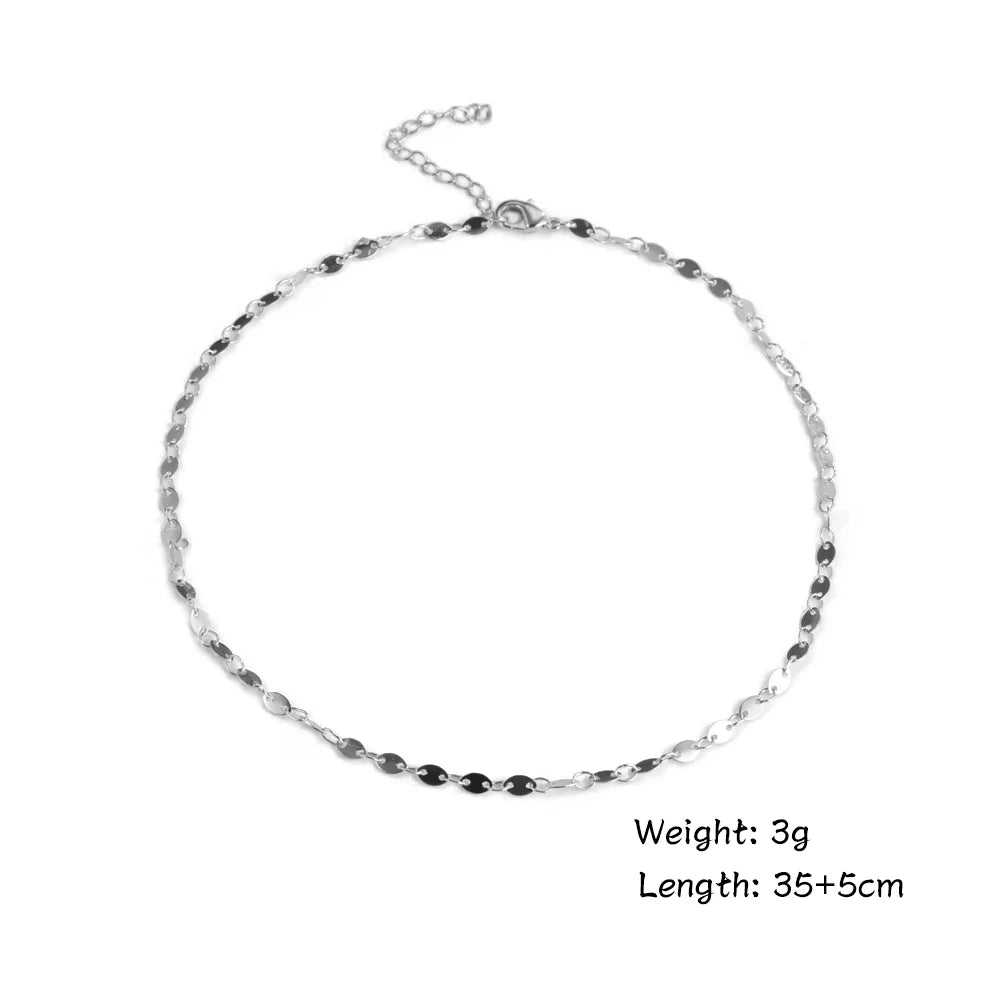 Gold Silver Simple Beads Chain Choker Women'S Fashion Necklaces Collier Collar for Girls