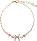 Bracciale Fiocco Di Zircone Amicizia, Braccialetto Con Fiocco, Elegante Bracciale Da Donna, Elegante Cuore E Fiocco Bracciali Catena a Mano Regolabile, Donna Catena Da Polso Moda