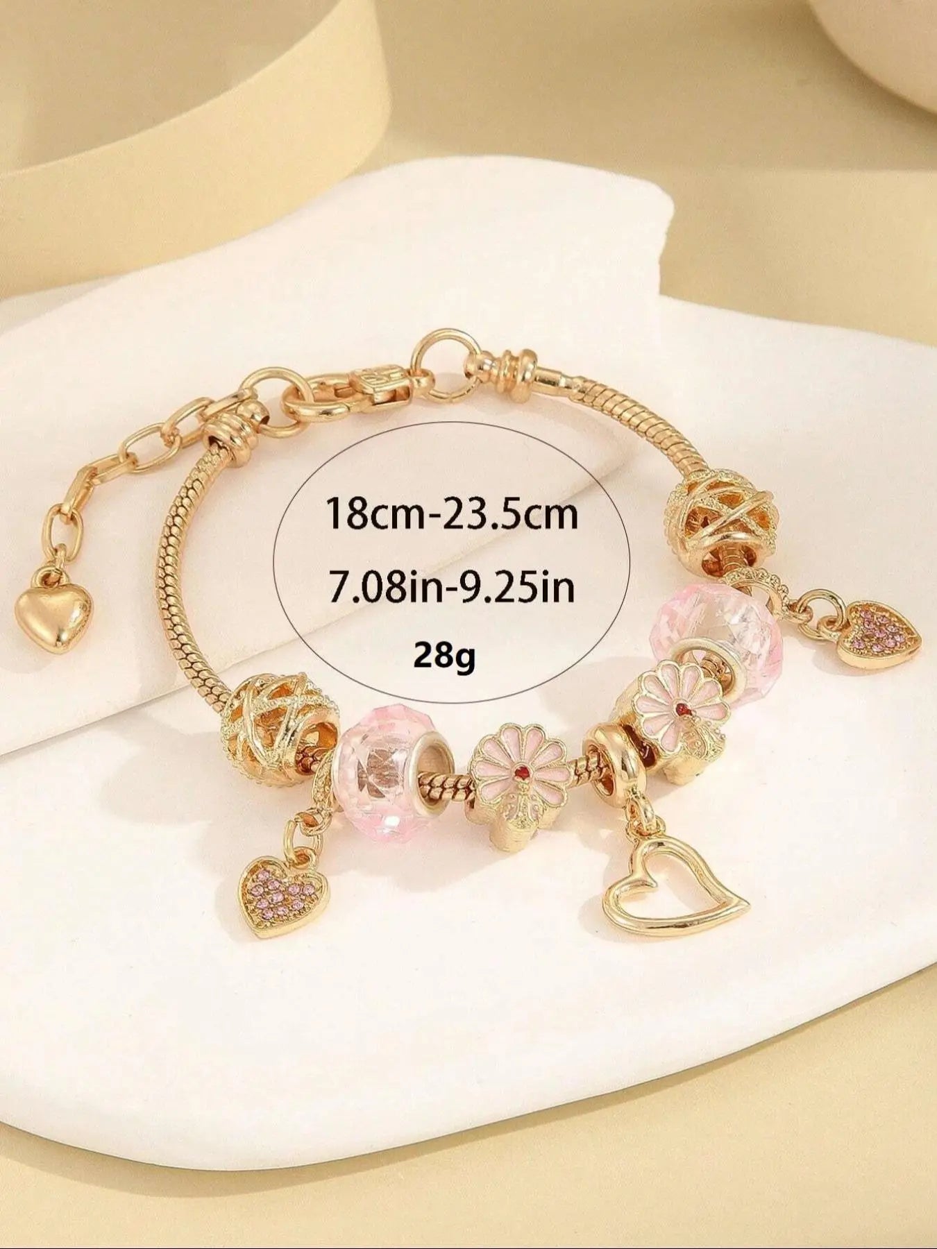 Cute Bow & Heart & Flower Design Charm Bracelet, Rhinestone Decorated Bracelet for Women & Girls, Trendy All-Match & Exquisite Jewelry for Birthday Gift, Rhinestone Decorated Bangle