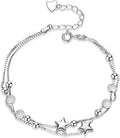 2 in 1 Bracciale Donna Argento, Catena Stella, Bracciali Amicizia, Gioielli, Regolabile, Regalo Donna Compleanno.