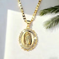 14K Gold Plated Virgin Mary Necklace - Virgen De Guadalupe Mother Mary Our Lady of Guadalupe Pendant Amulet for Women Jewelry Gift 22 Inches
