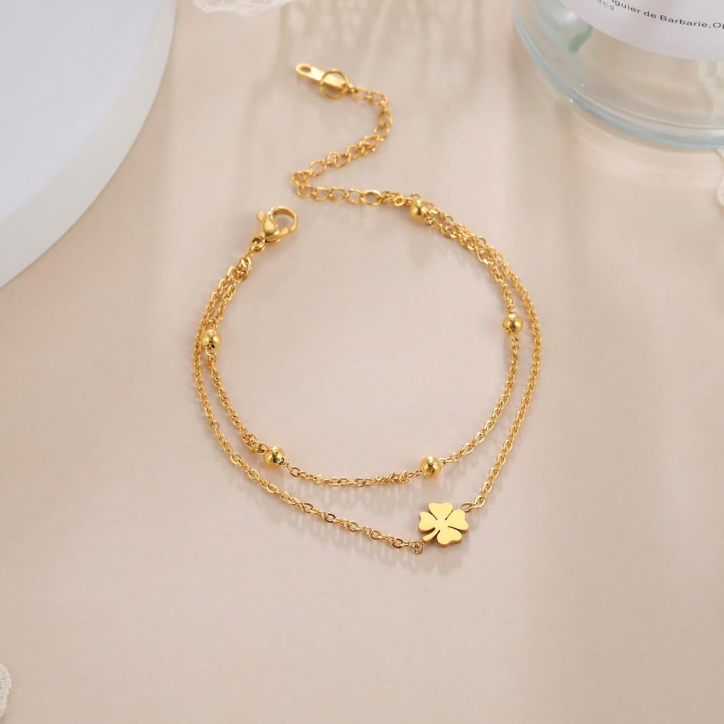 Bracciale Da Donna Con Quadrifoglio, in Acciaio Inox, Con Quadrifoglio, Portafortuna, Alla Moda, Idea Regalo per Le Donne