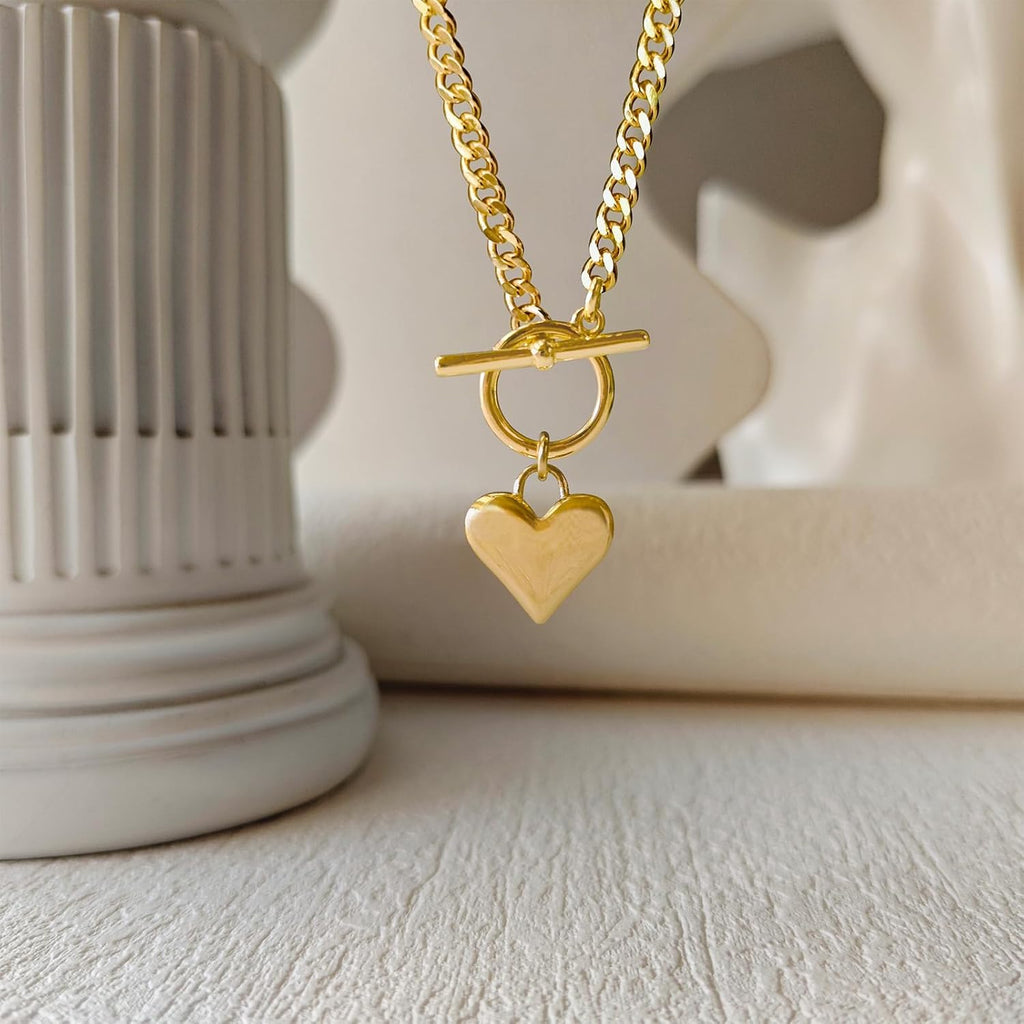 14Kcollana Donna Con Pendente a Cuore, Oro Catenina Elegante E Ipoallergenica, Regalo per Compleanni E Anniversari, Accessorio Moda per Donna E Fidanzata, Design Moderno E Raffinato（43.18Cm）
