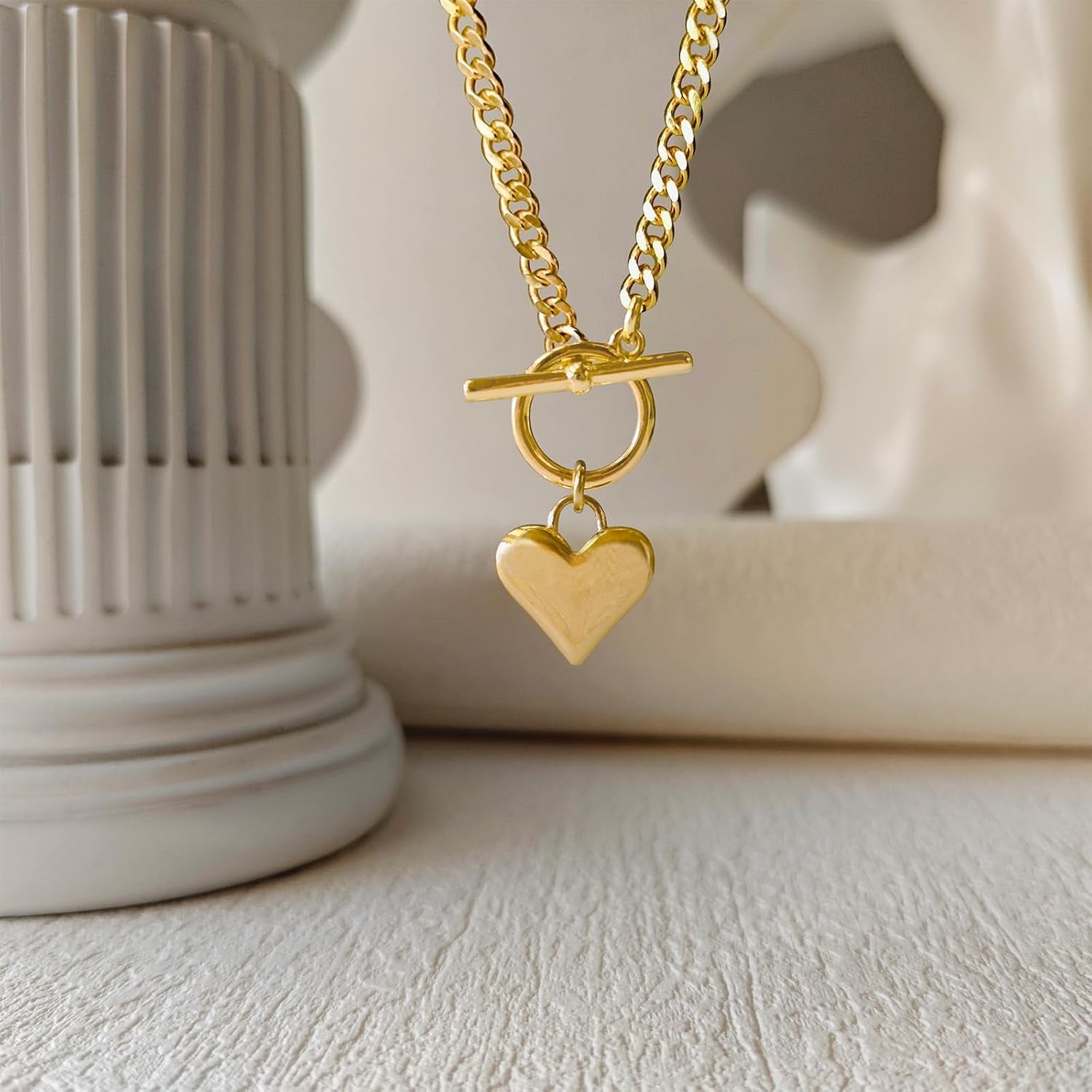14Kcollana Donna Con Pendente a Cuore, Oro Catenina Elegante E Ipoallergenica, Regalo per Compleanni E Anniversari, Accessorio Moda per Donna E Fidanzata, Design Moderno E Raffinato（43.18Cm）