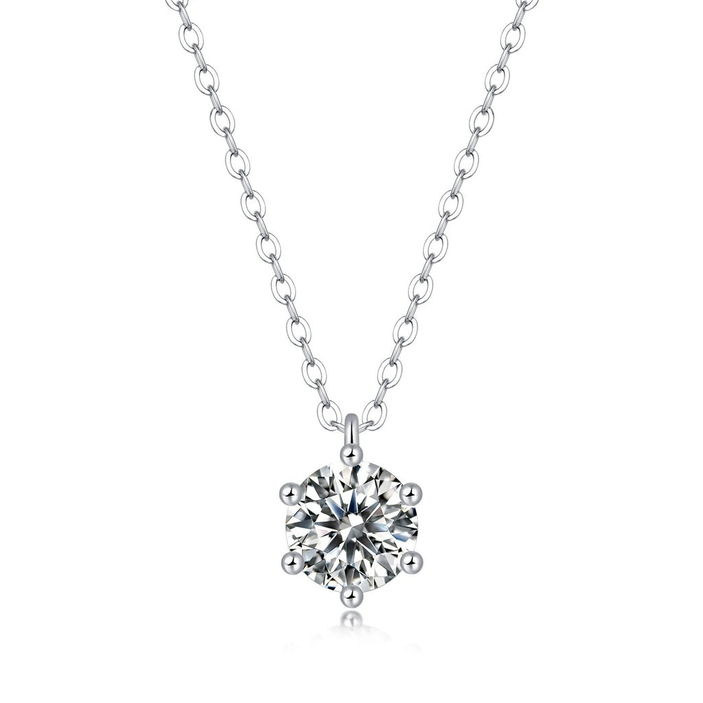 Simple Trendy Crystal Zircon Rhinestone Pendant Necklace for Women Charm White Gold Color Clavicle Chain Necklack Weddingjewelry