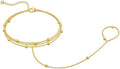 Bracciale Donna Oro Catena Con Anello Bracciale a Mano Elegante Braccialetto Alla Moda per Donna Gioielli Di Lusso per Occasioni Speciali (Acciaio)