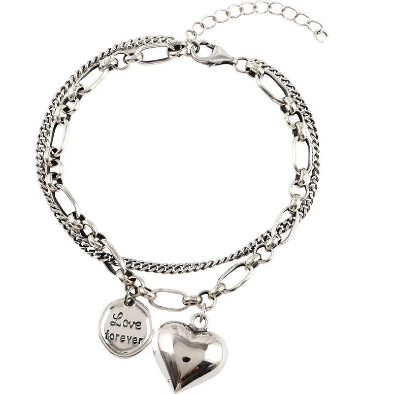 Bohemia Silver Color Heart Beads Bracelets for Women Fashion Multilayer Chain Bracelets Set Charm Bracelet Bangles Jewelry Punk
