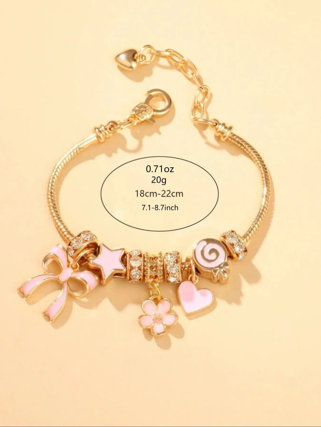 Cute Bow & Heart & Flower Design Charm Bracelet, Rhinestone Decorated Bracelet for Women & Girls, Trendy All-Match & Exquisite Jewelry for Birthday Gift, Rhinestone Decorated Bangle