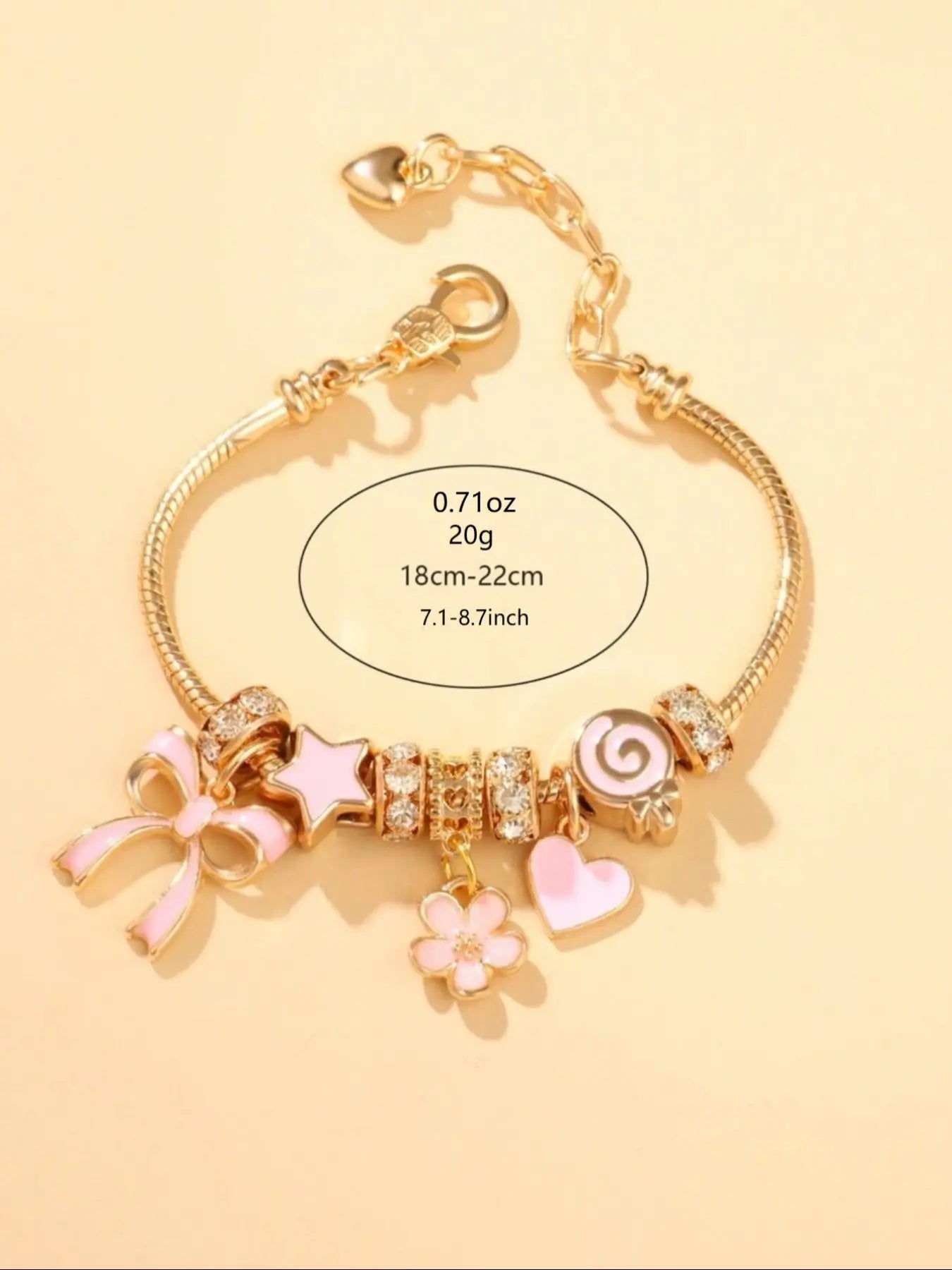 Cute Bow & Heart & Flower Design Charm Bracelet, Rhinestone Decorated Bracelet for Women & Girls, Trendy All-Match & Exquisite Jewelry for Birthday Gift, Rhinestone Decorated Bangle