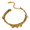 Romantic Heart Stainless Steel Bracelet for Women Charm Gold Color Snake Chain Layered Bracelet Jewelry Girlfriend Gift