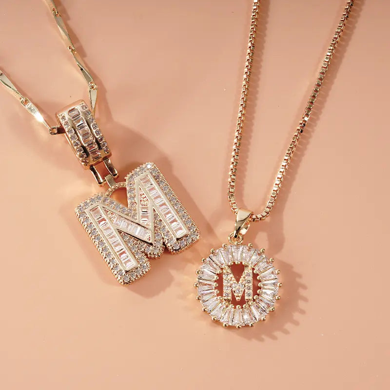 MINDEKA 2 Pack Initial Necklaces Letter Pendant Necklaces 14K Gold Plated Alphabet Necklaces with Adjustable 17''-19'' Chain for Women Mother’S Day Gift