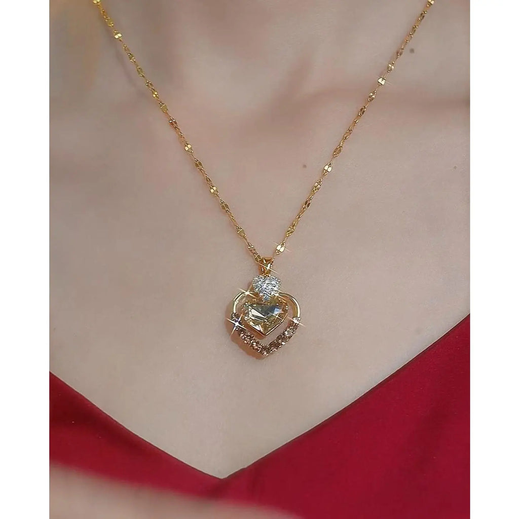 Lisizen New Korean Japanese Light Luxury Style Titanium Steel Necklace for Women, Versatile, Lightweight, Unique Design, High-End Collarbone Chain Necklace DZXL4197