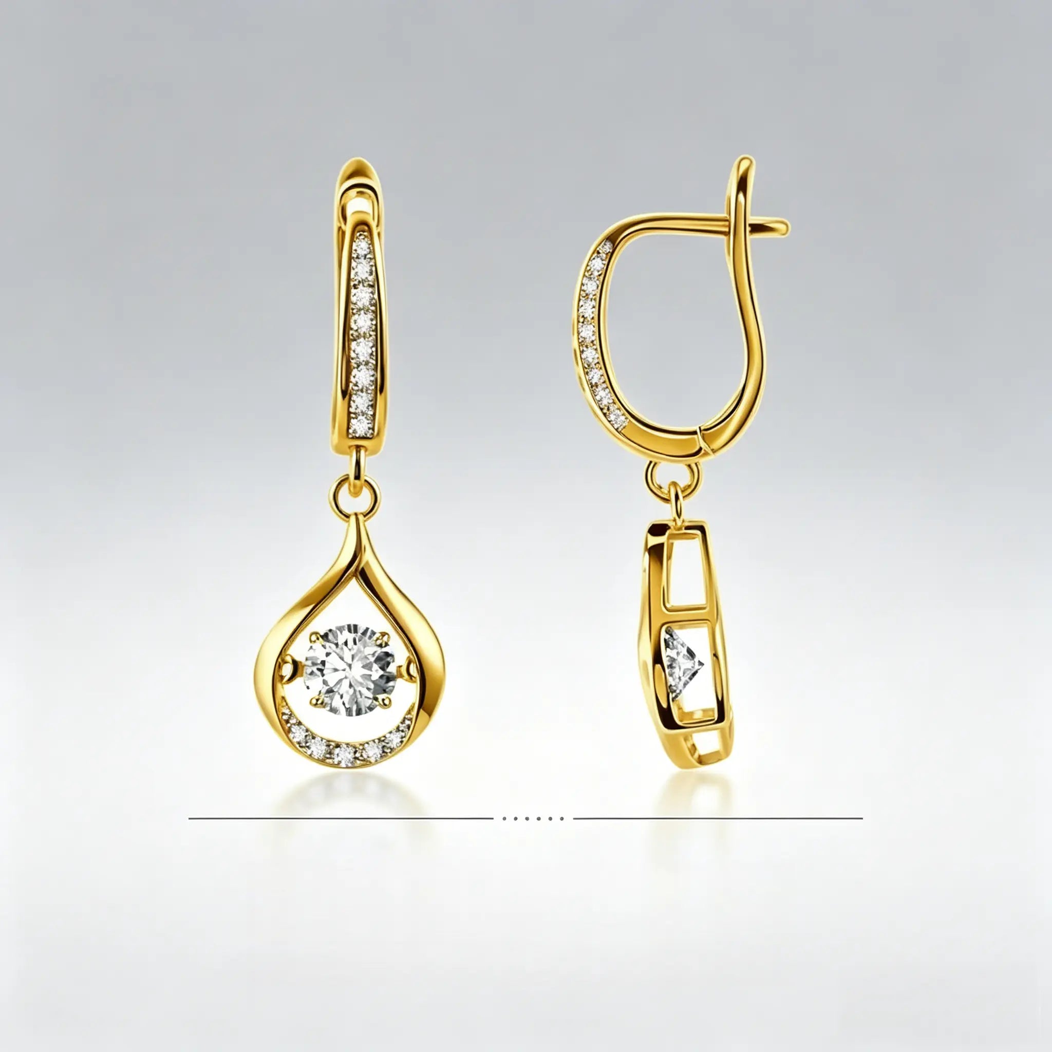 Gold & Silver Plated Teardrop Cubic Zirconia Huggie Earrings, Hypoallergenic Dangle Drop Earrings for Women, Anti-Tarnish Sparkling Waterfall Earrings for Daily/Party/Wedding, Trendy Statement Jewelry Gift