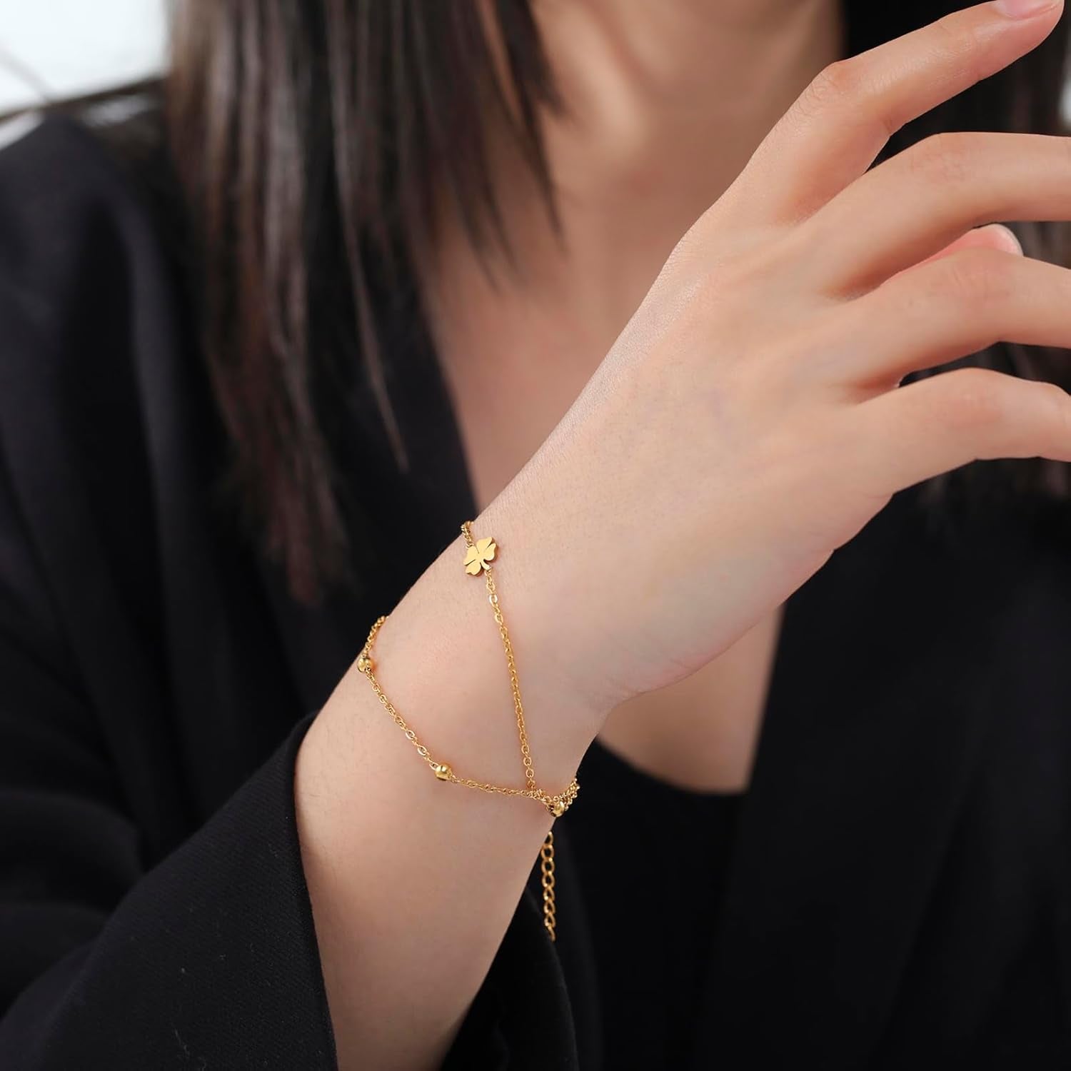 Bracciale Da Donna Con Quadrifoglio, in Acciaio Inox, Con Quadrifoglio, Portafortuna, Alla Moda, Idea Regalo per Le Donne